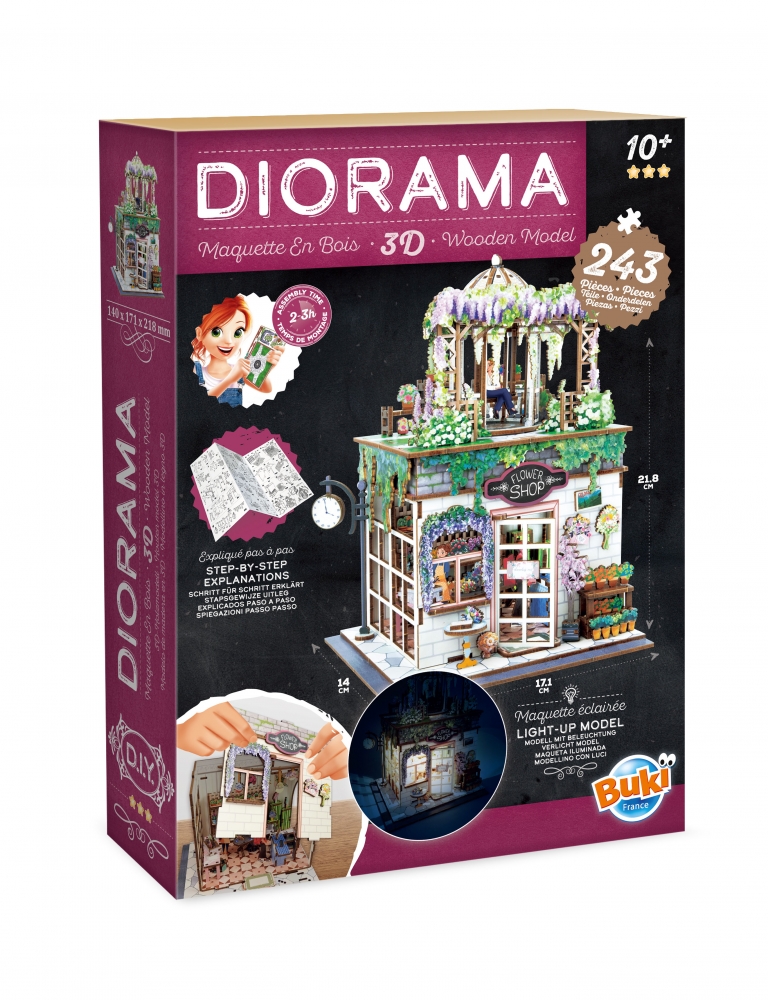 Wooden diorama, Buki France, Flower shop, 243 pieces