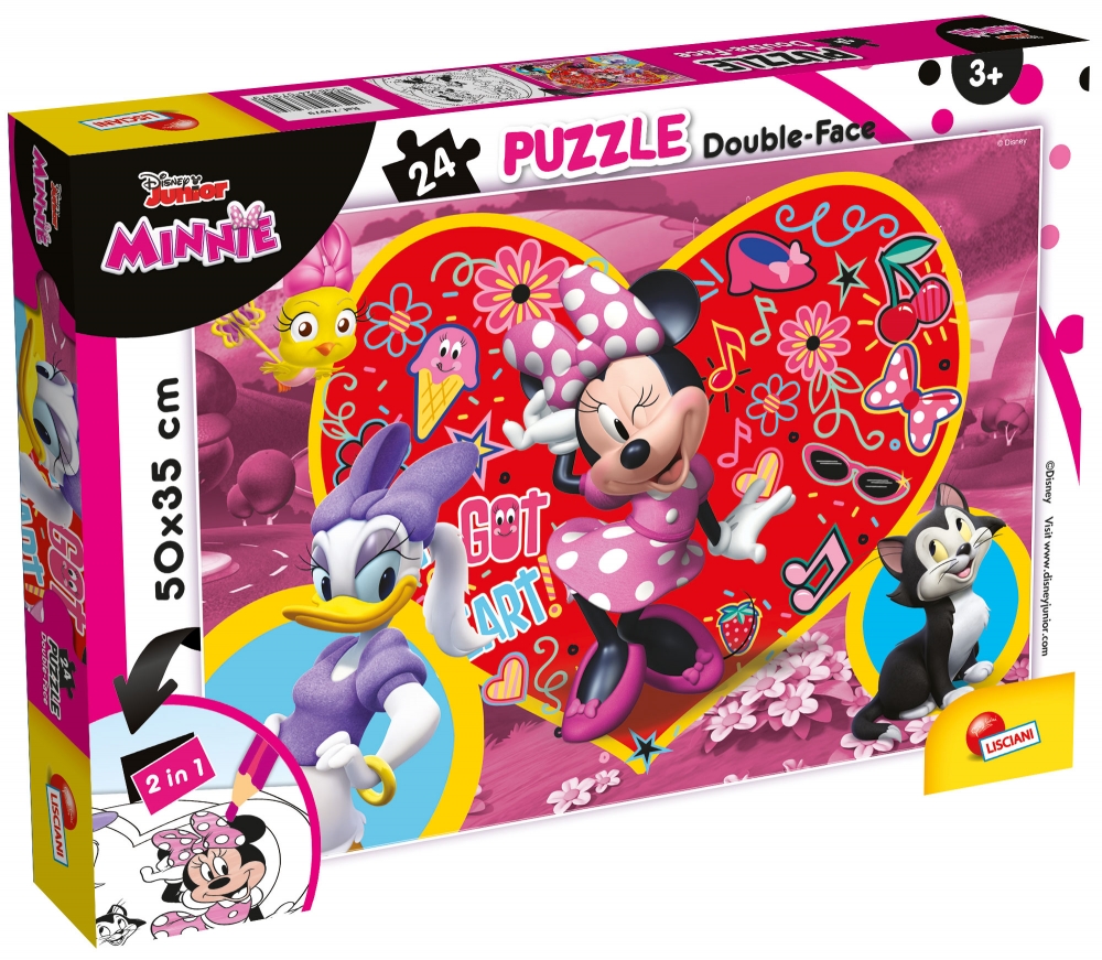 Puzzle, Lisciani, Minnie Mouse, Double-sided puzzle 24 pieces