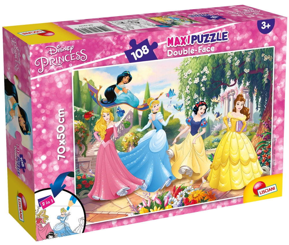 Puzzle, Lisciani, Princesses, Double-sided puzzle 108 pieces