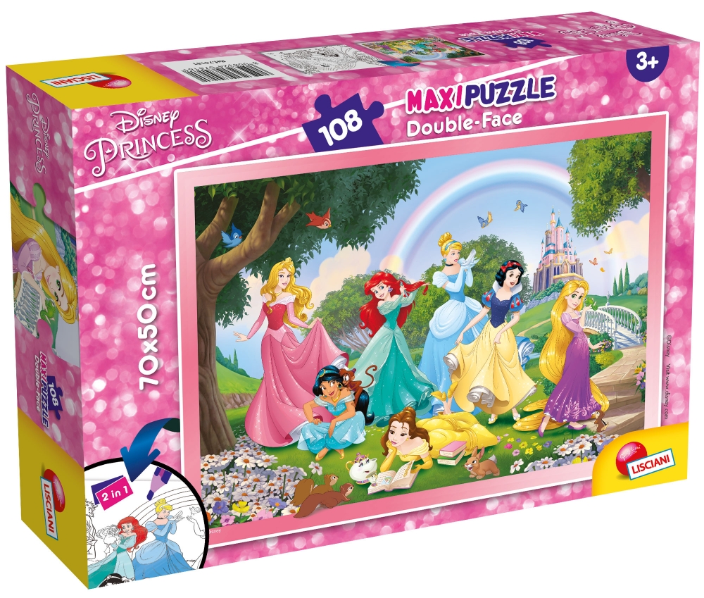 Puzzle, Lisciani, Princesses, Rainbow World, Double-sided puzzle 108 pieces