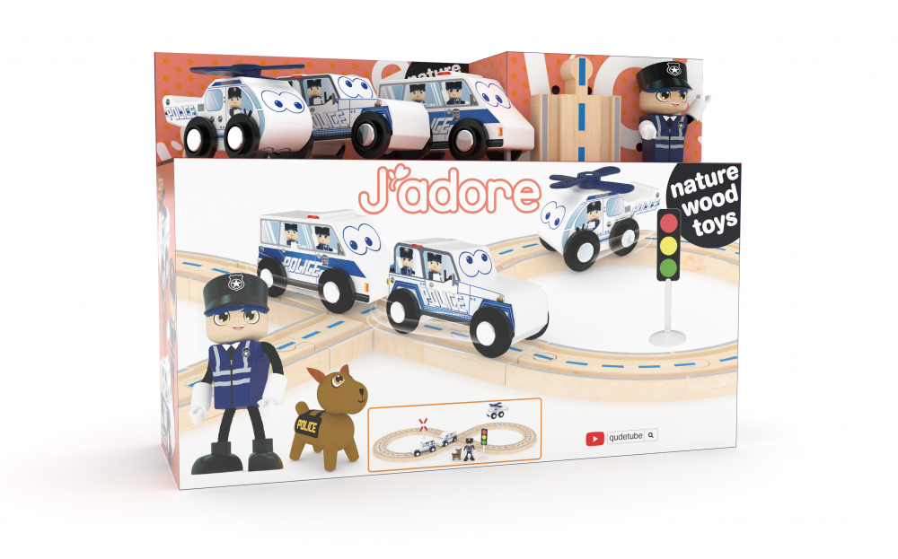 Wooden Train Set, J′adore, Police, 25 pieces