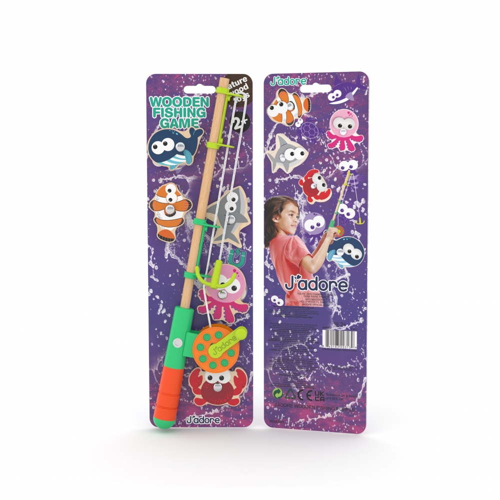 Wooden set, fun fishing, purple, 6 pieces