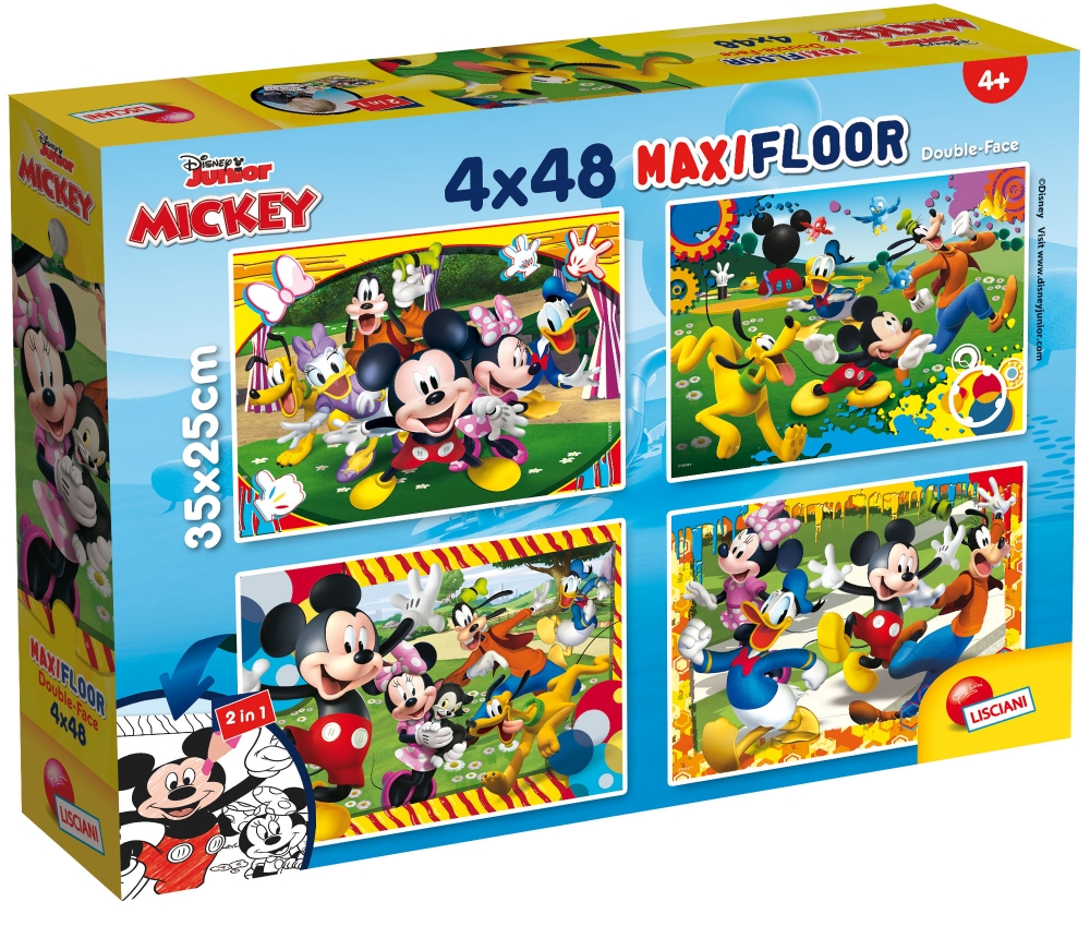 Puzzle, Lisciani, Mickey Mouse, Double-sided puzzles 4 x 48 pieces