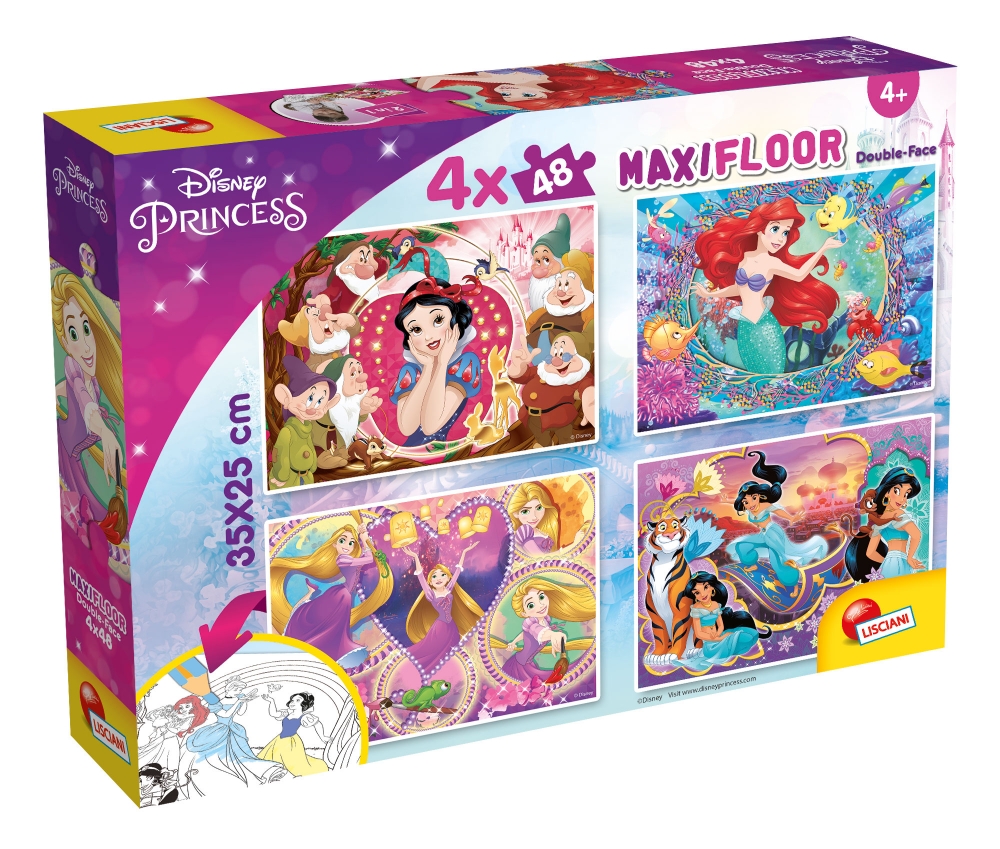 Puzzle, Lisciani, Princesses, Double-sided puzzle 4 x 48 pieces