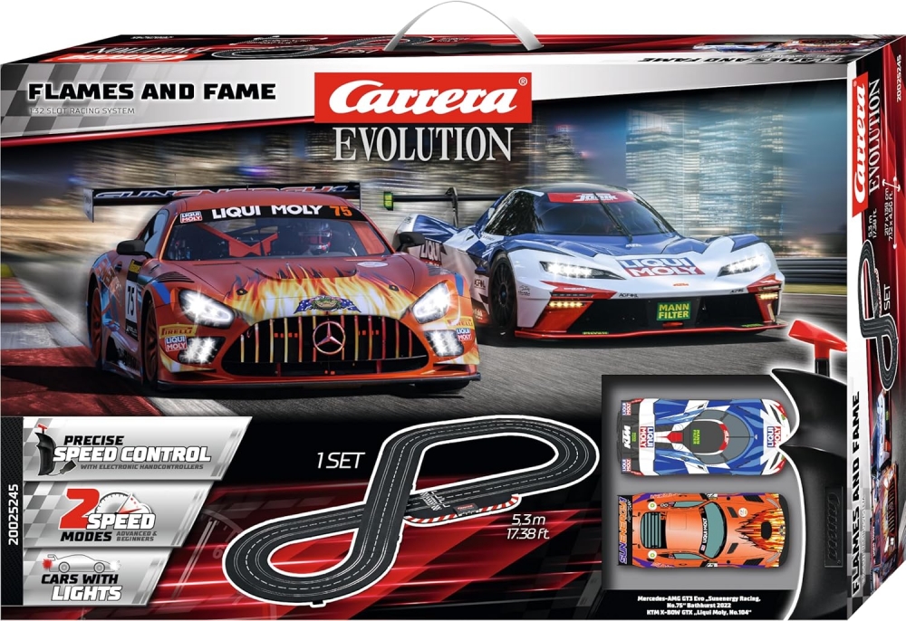 Race track, Carrera, Flames and glory