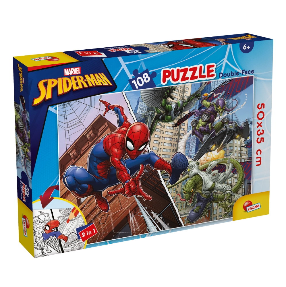 Puzzle, Lisciani, Spiderman, Two-faced puzzle 108 pieces
