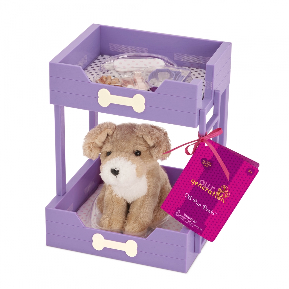 Set, Battat, Our Generation, Two-Tier Dog Bed with Puppy