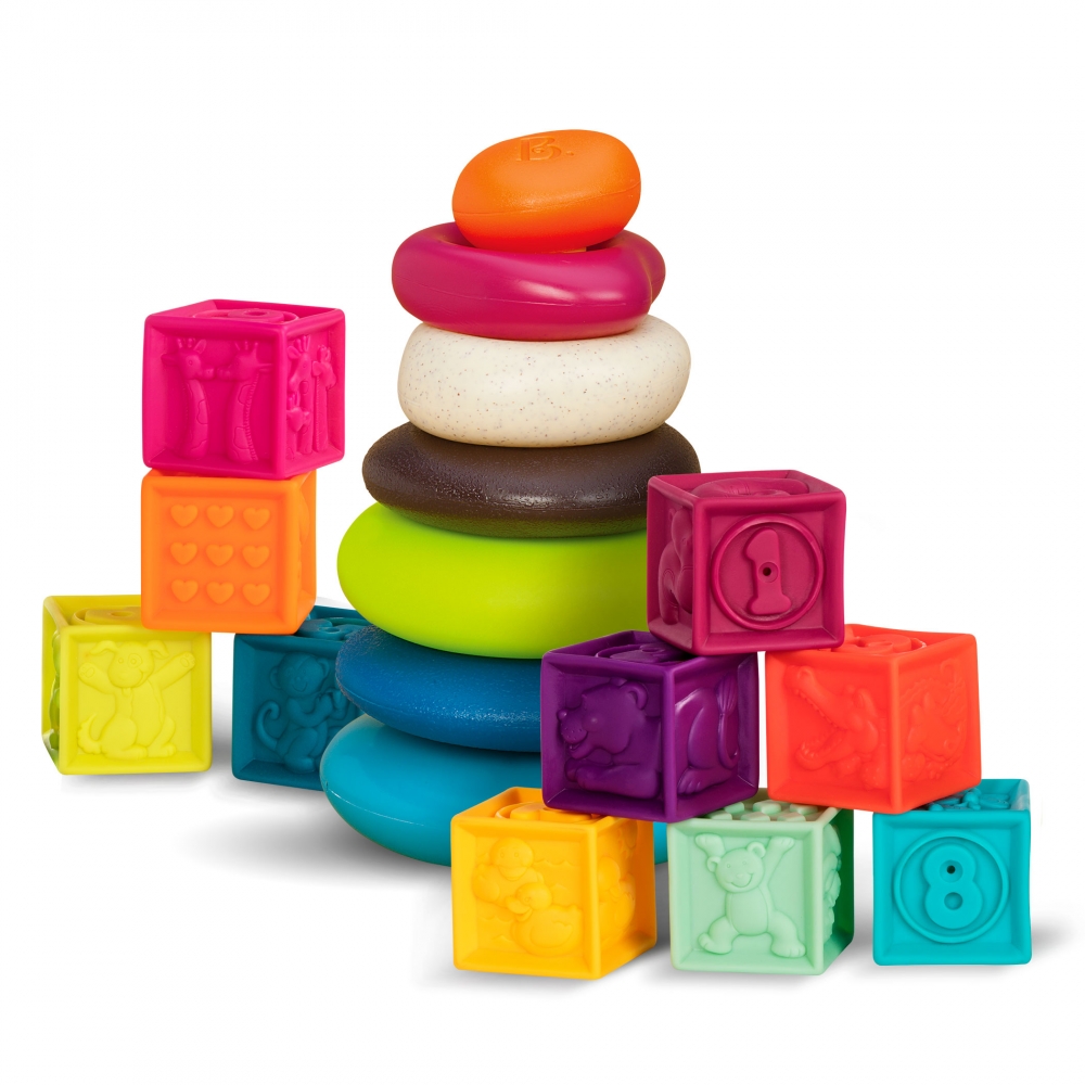 Children′s Sensory Set, Battat, Stringing Rings and Soft Cubes
