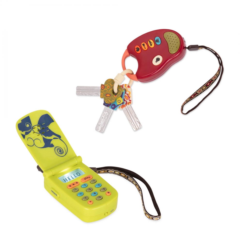 Set of children′s interactive phone and key remote, Battat, 2 parts