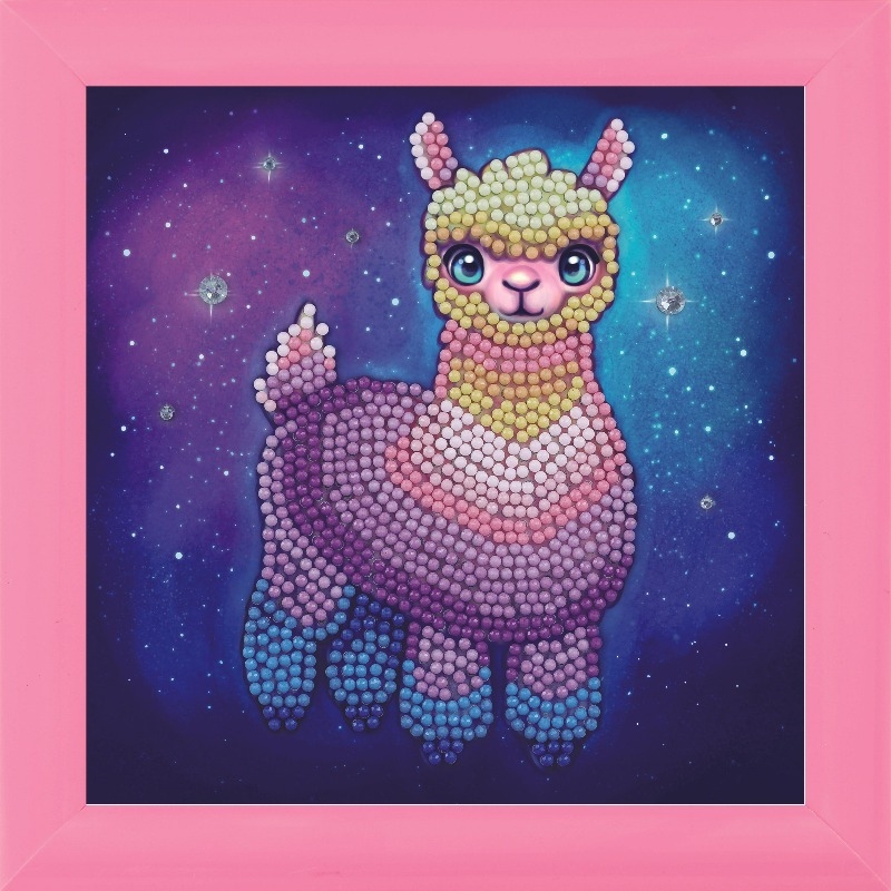 Craft Buddy Craft Buddy Framed Diamond Tapestry Rainbow Lama 16x16cm 6 Pieces