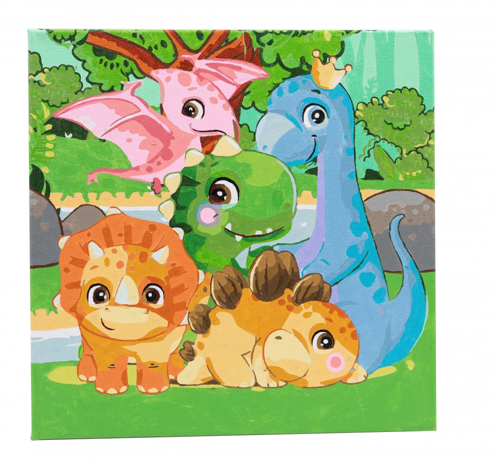 Creative kit, Craft Buddy, Paint by number, Dinosaur family, 30 x 30 cm