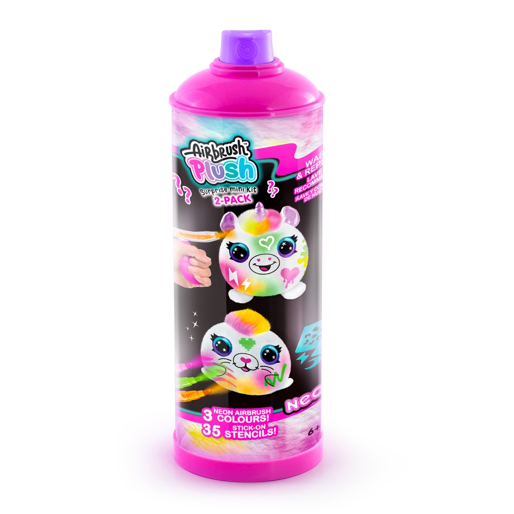 Creative set, Canal Toys, Mini plush toy for coloring, Neon, 10 cm, 2 pieces