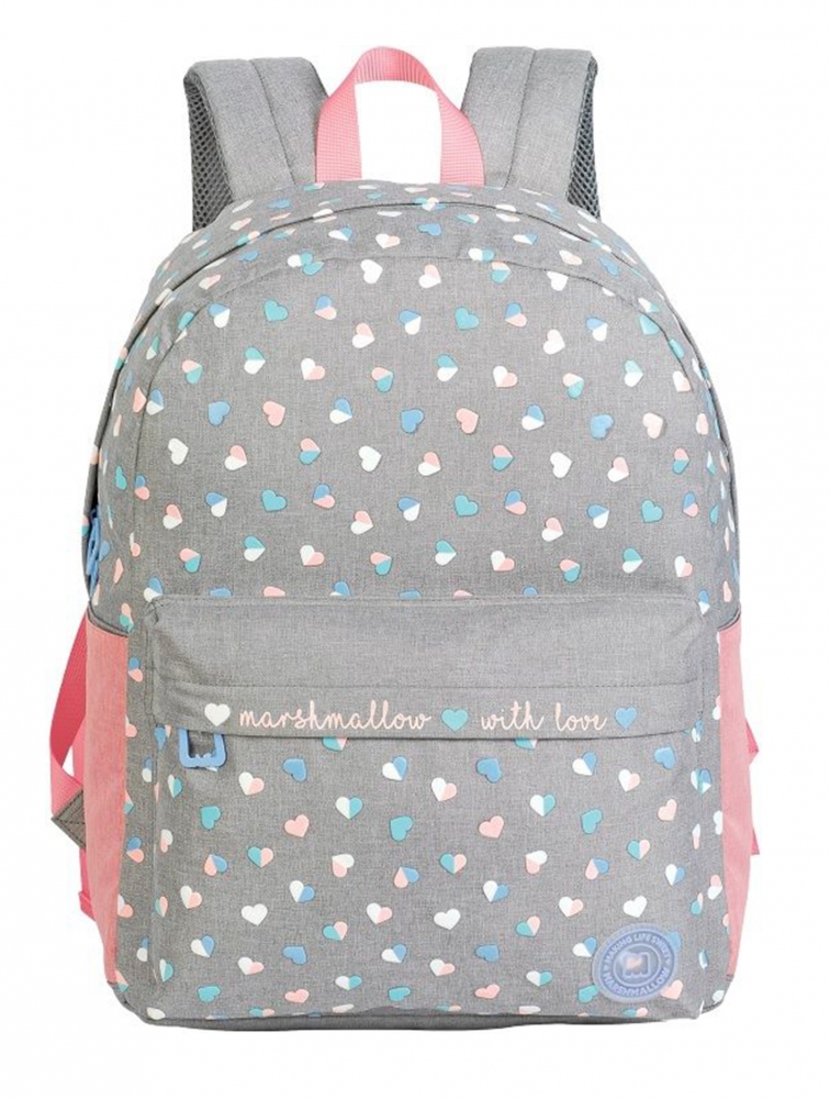School Backpack, Marshmallow, With Love Hearts, 43 x 33 x 16 cm