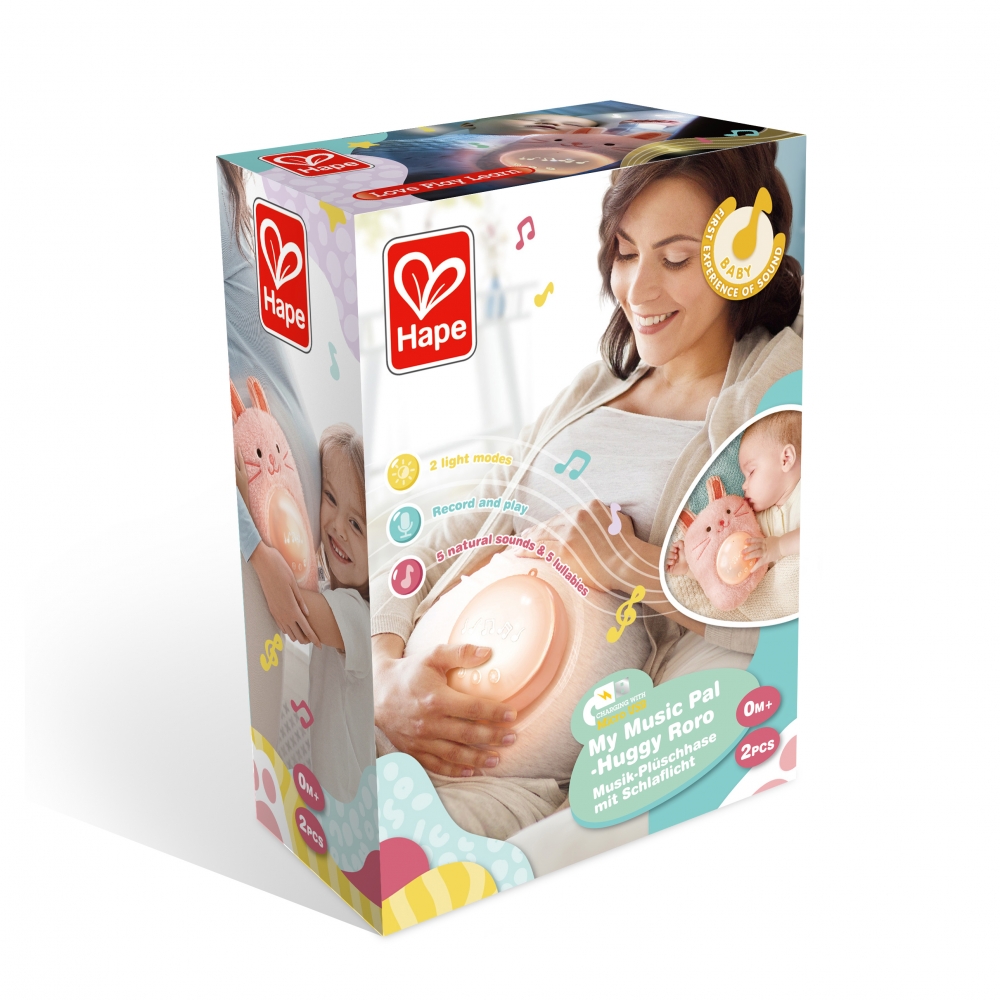 Interactive toy, Hape, Musical plush sleep lamp, Bunny, 23 x 15.5 x 9 cm