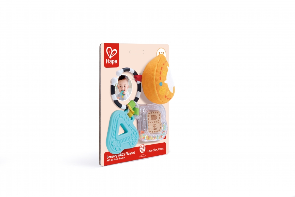 Baby Sensory Toy, Hape, ABC Teether, Rattle and Plush Toy