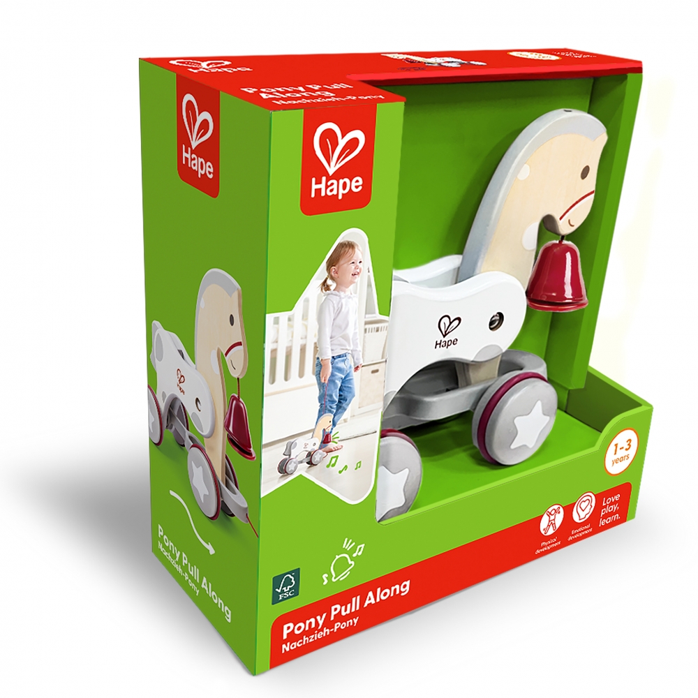 Wooden pull toy, Hape, Pony, 25.5 cm x 24.3 cm x 10.5 cm