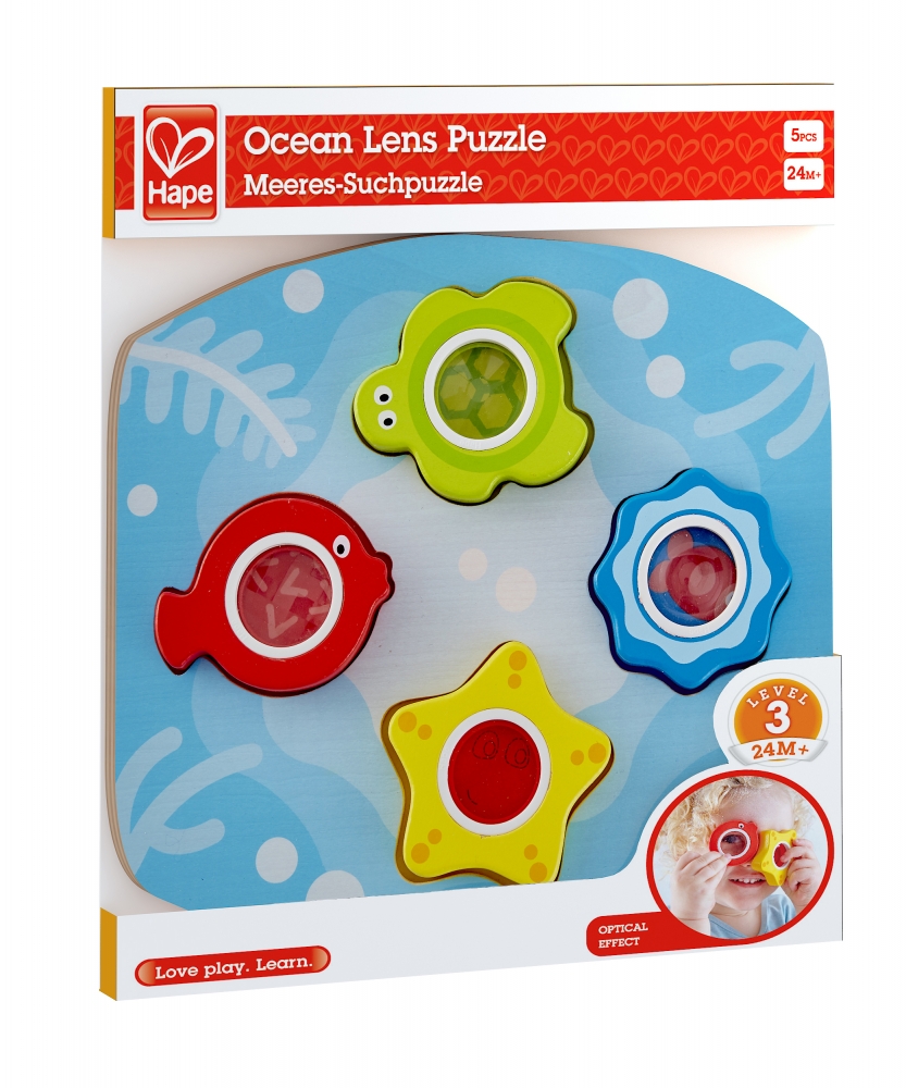 Wooden puzzle, Hape, Sea animals with lenses