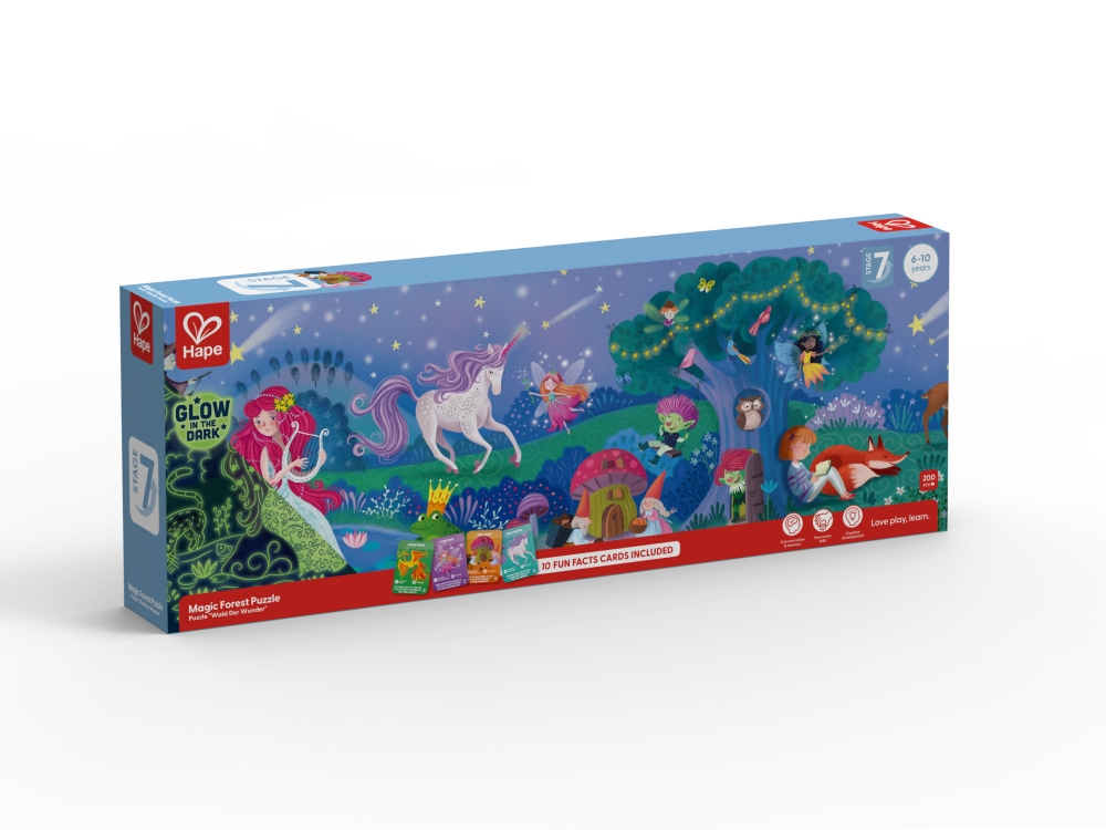 Puzzle, Hape, Enchanted Forest, Glow in the dark, 200 pieces