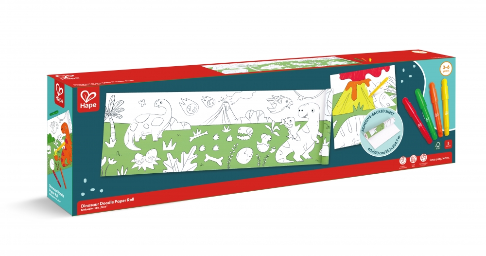 Creative set, Hape, Coloring paper roll, Dinosaurs