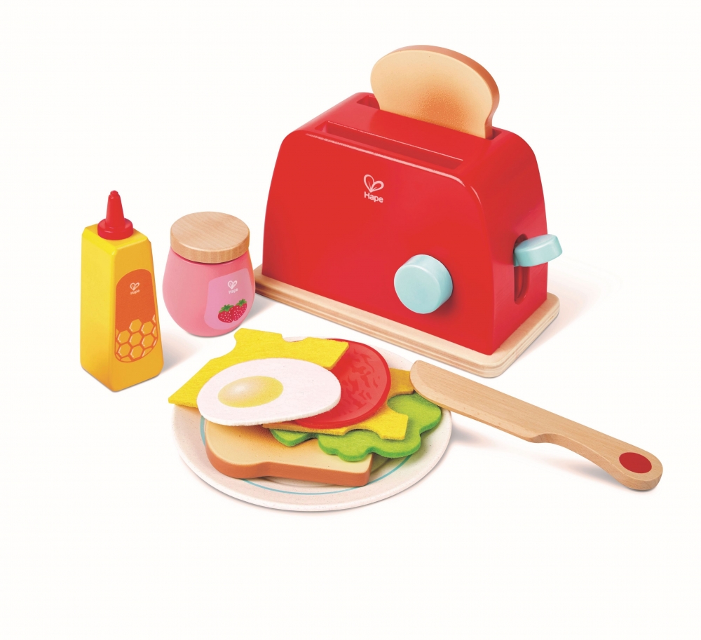 Hape Play Set, Fun Wooden Toaster, 8 Pieces