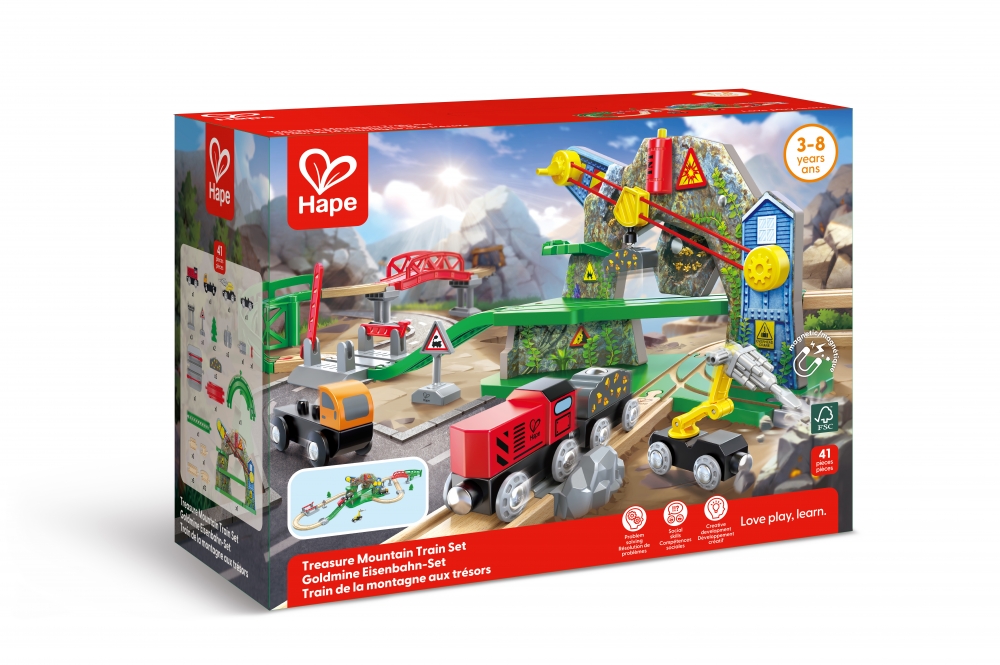 Railway set, Hape, Treasure Mountain, 41 pieces