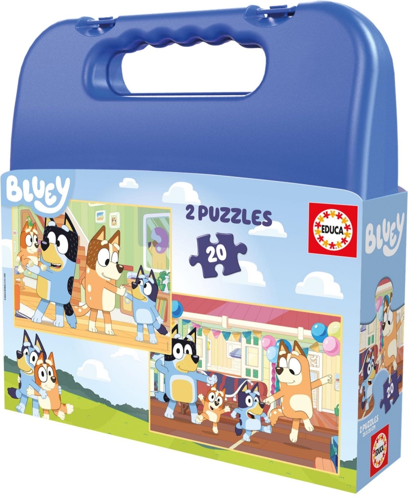 Puzzle in a suitcase, Educa, Bluey, 2 x 20 pieces
