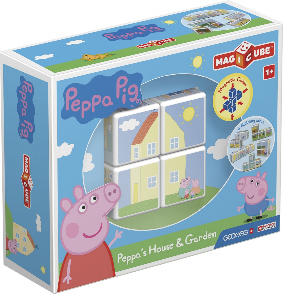 Magnetic construction set, Geomag, Magicube, Peppa Pig′s house and garden 050, 4 parts