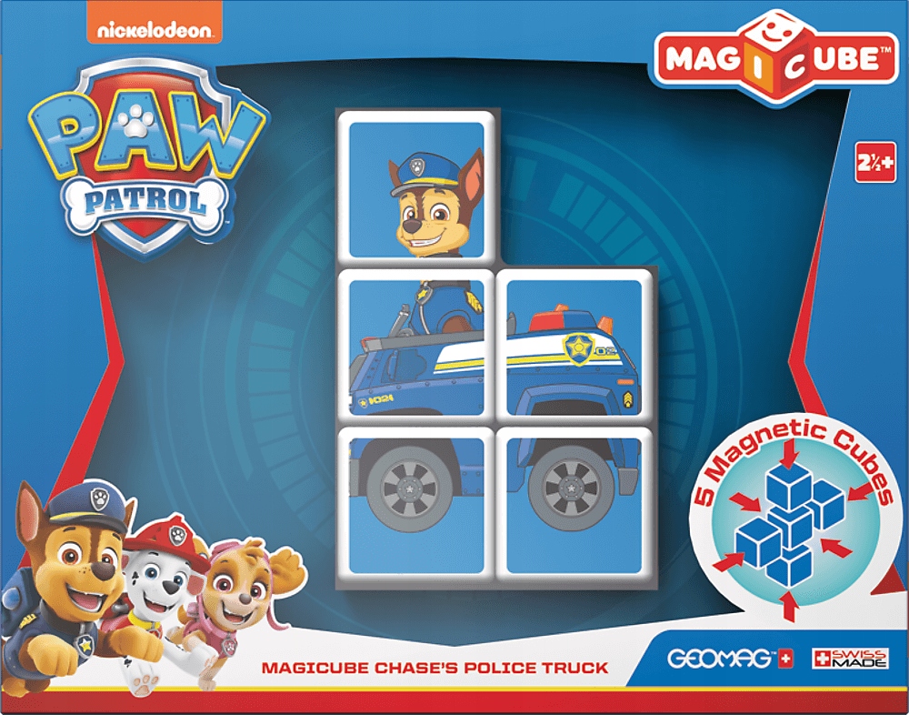 Magnetic construction set, Geomag, Magicube, Paw Patrol, Chase′s police car 079, 5 pieces