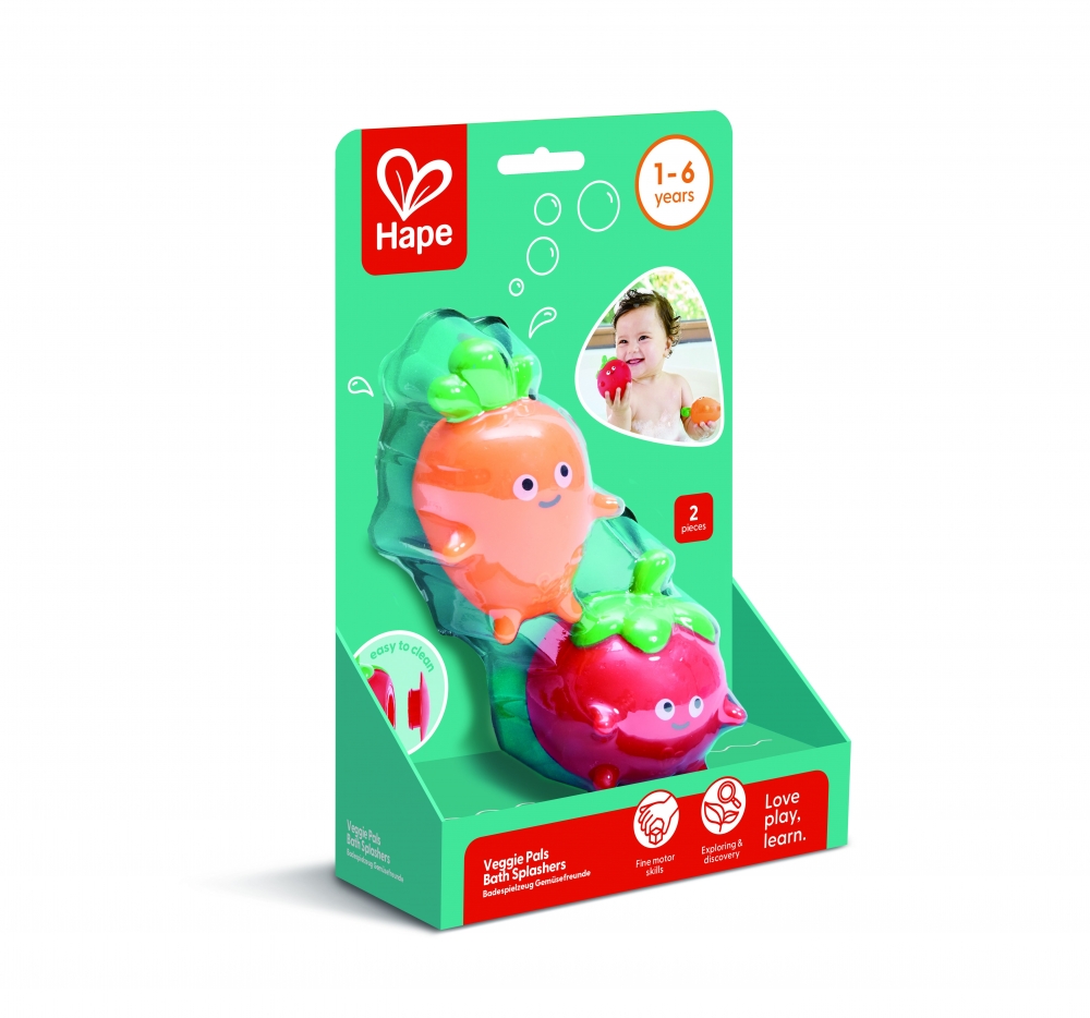 Hape Splashing Bath Toy, Tomato and Carrot, 2 Pieces