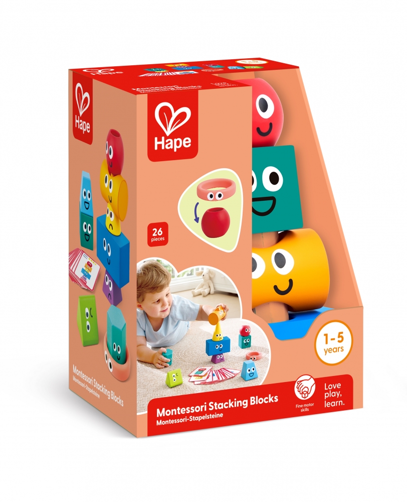 Stacking Cubes and Shapes Set, Hape, Montessori, 26 pieces