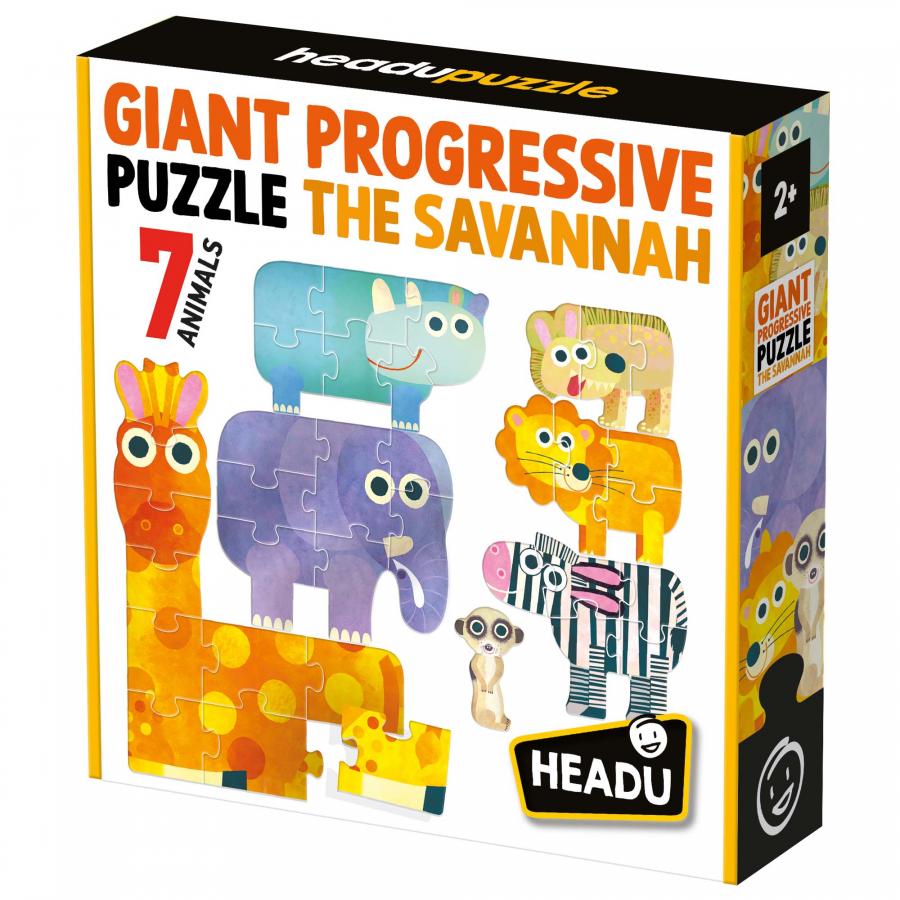 Progressive puzzle, Headu, Savannah 7 in 1, 37 pieces
