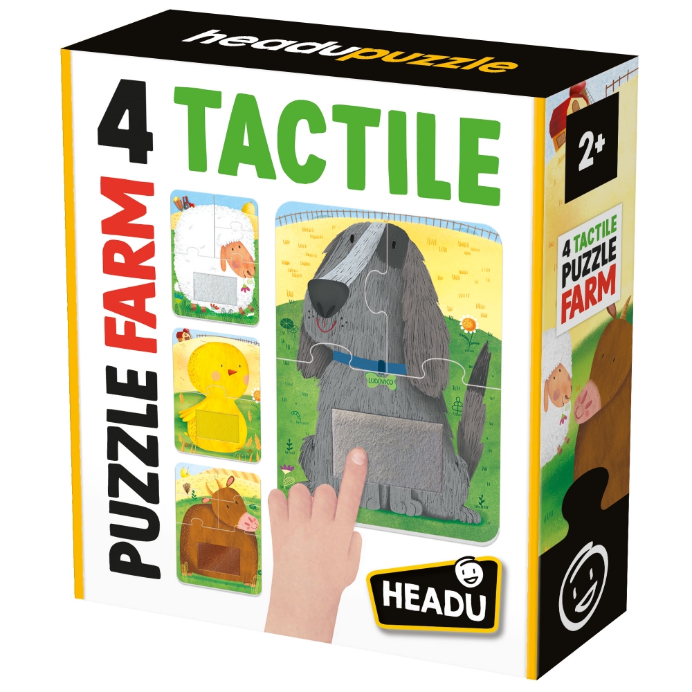 Educational puzzle, Headu, Farm 4 tactile puzzles, 14 pieces