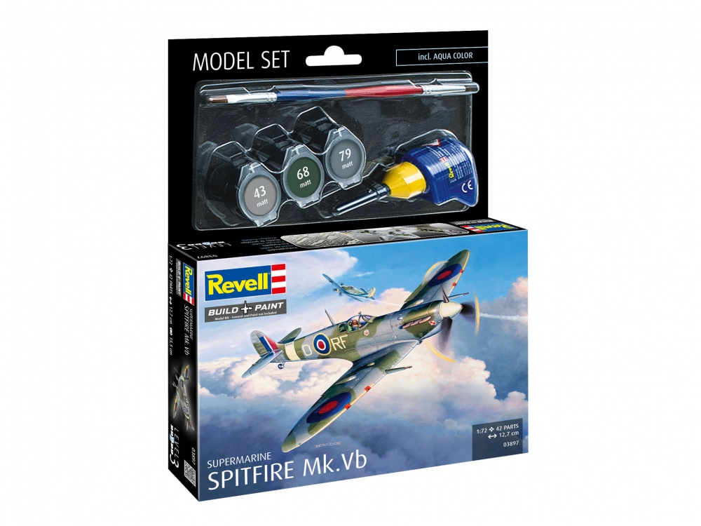 Assembly model, Revell, Airplane, Supermarine Spitfire Mk.Vb, 42 parts