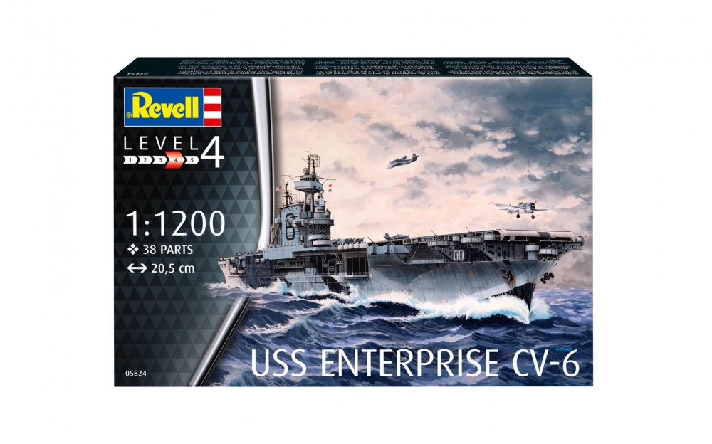 Prefab model, Revell, USS Enterprise CV-6 US aircraft carrier, 38 parts