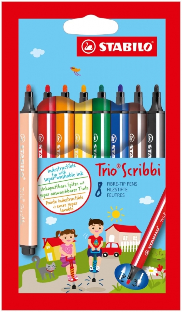 Marker set, Stabilo, Trio Scribbi, 8 colors