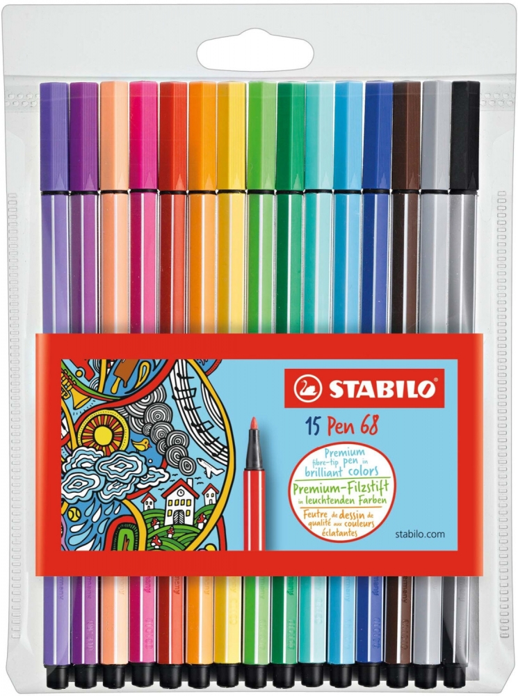 Set of felt-tip pens, Stabilo, Pen 68 10+5 neon, 15 colors