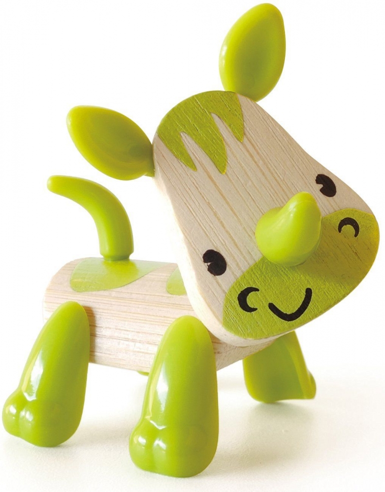 Children′s toy made of bamboo, Hape, Mini animals, Rhinoceros