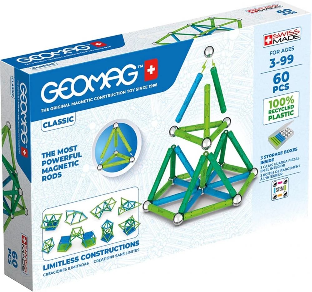 Magnetic constructor, Geomag, Classic 272, 60 pieces