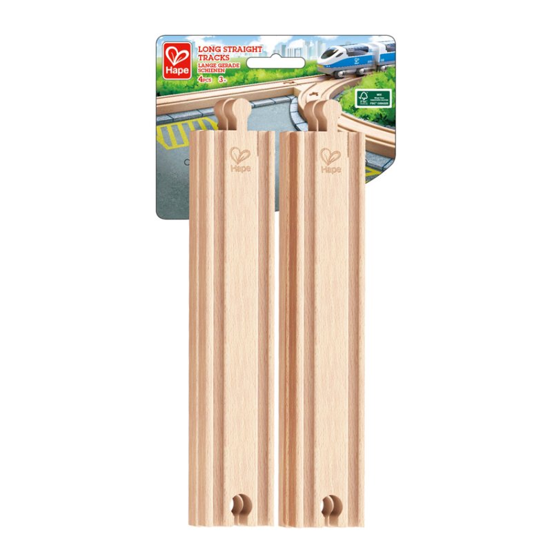 Wooden set, Hape, Long railway straight rail, 4 pieces
