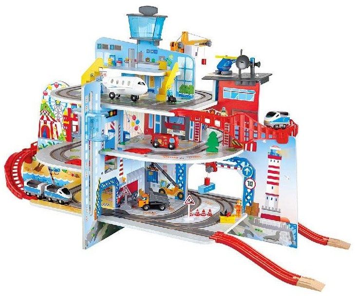 Wooden set, Hape, Big City Railway, 55 pieces
