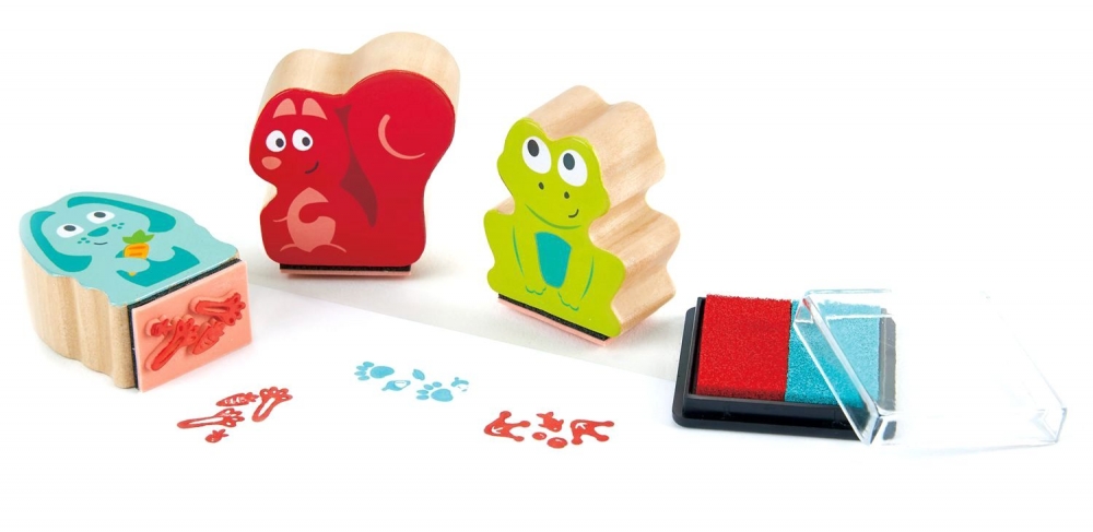 Stamp set with two-color pad, Hape, Steps, 3 pieces