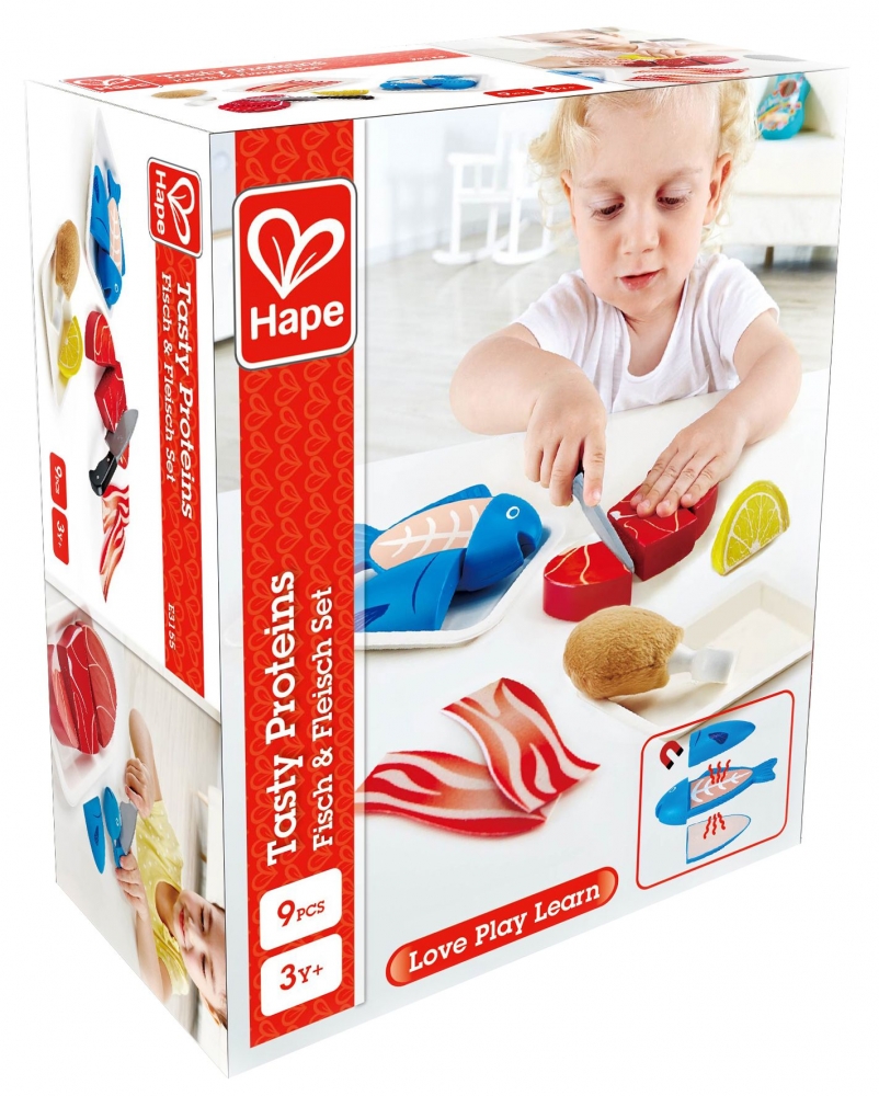 Wooden set, Hape, Fish and meat, 9 pieces