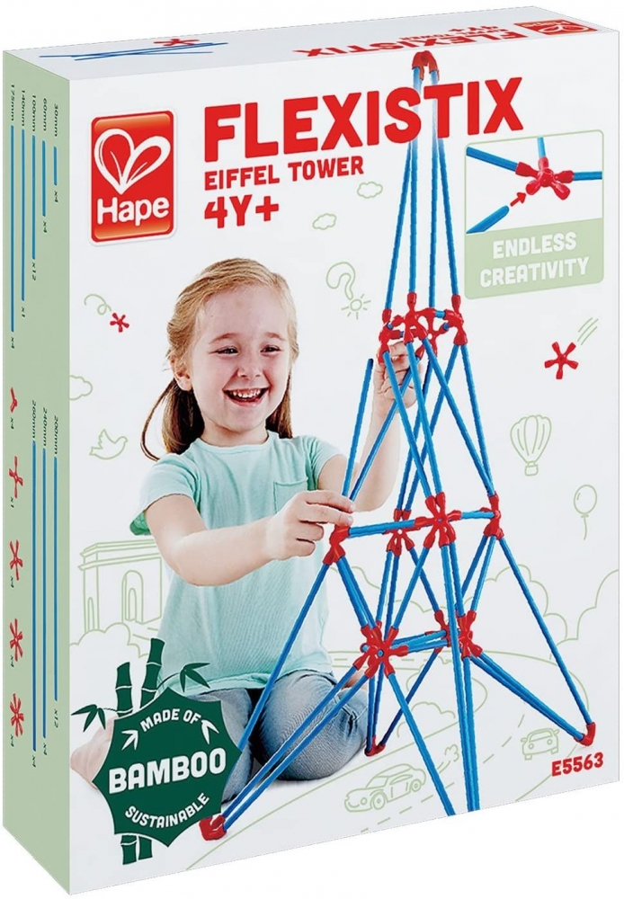 Bamboo Construction Set, Hape Flexistix, Eiffel Tower, 62 pieces