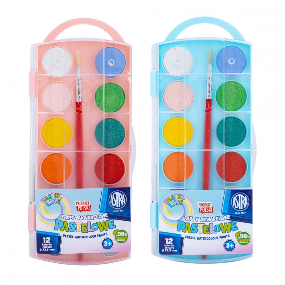 Set of pastel watercolor paints, Astra, 12 colors