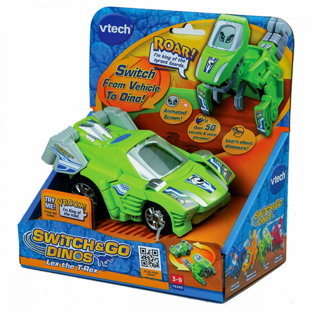 nteractive Toy, Vtech, Transformer Lex, Car and Dinosaur T-Rex 2 in 1, Green