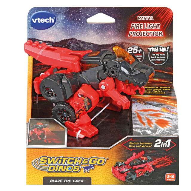 Interactive Toy, Vtech, Transformer Blaze, Car and Dinosaur T-Rex 2 in 1, Red