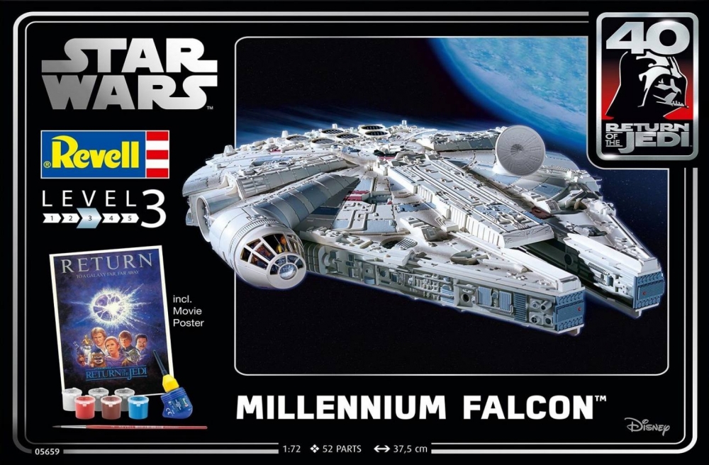 Комплект модел за сглобяване, Revell, Star Wars, Millennium Falcon, 52 части