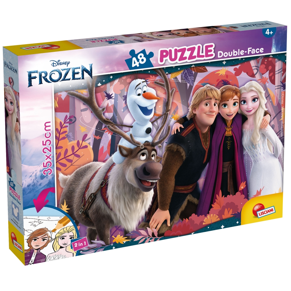 Пъзел, Lisciani, Frozen, Двулицев пъзел 48 части