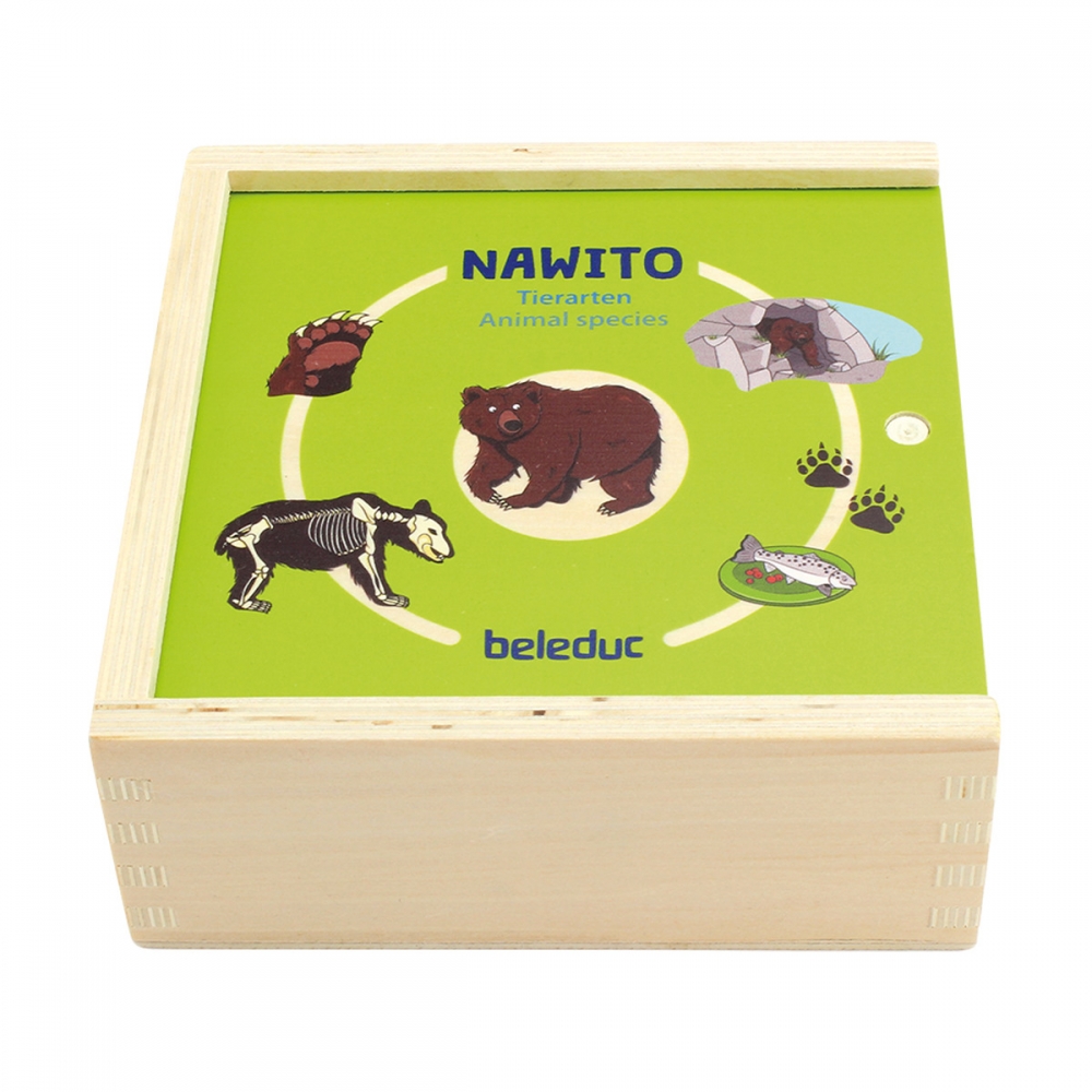 Дървена логическа игра с пъзел, Beleduc, Nawito, Животински видове, 45 части