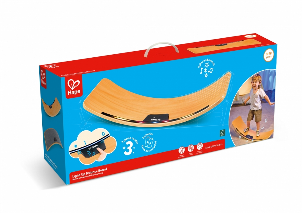 Дървена интеактивна светеща балансираща дъска, Hape